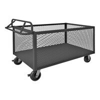 Durham Mfg 30" x 60" 14 Gauge Steel 4-Sided Mesh Box Truck with Ergonomic Handle and 6" Phenolic Casters - 2,000 lb. Capacity 4STE-EX-3060-95