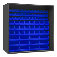 Durham Mfg 72" x 24" x 72" 12 Gauge Steel Enclosed Bin Rack with 72 Blue Bins 5023-72-5295