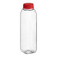 Captiva Containers 12 oz. Tall Square PET Clear Juice Bottle with Red Lid - 228/Case