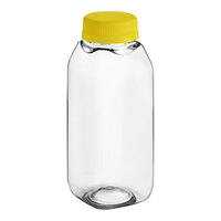 8 oz. Tall Square PET Clear Juice Bottle with Yellow Lid - 320/Case