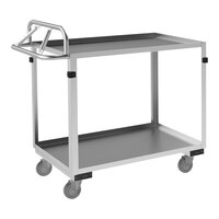 Durham Mfg 21 1/2" x 36" Stainless Steel 2-Shelf Stock Cart with Ergonomic Handle SRSCE2022362ALU4PU