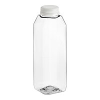 16 oz. Tall Square rPET Clear Juice Bottle with Clear Lid - 160/Case
