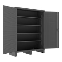 Durham Mfg 60" x 24" x 78" 12 Gauge Steel 4-Shelf Storage Cabinet with Pegboard Panels and 32 Peg Hooks HDCP246078-PB32-4S95