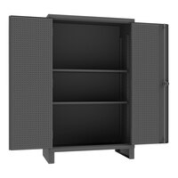 Durham Mfg 48" x 30" x 78" 12 Gauge Steel 2-Shelf Storage Cabinet with Pegboard Panels HDCP304878-2S95