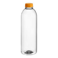 Captiva Containers 32 oz. Round PET Clear Juice Bottle with Orange Lid - 92/Case