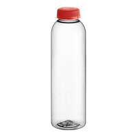 Captiva Containers 16 oz. Round rPET Clear Juice Bottle with Red Lid - 186/Case