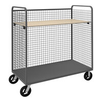 Durham Mfg 30" x 48" 14 Gauge Steel 3-Sided Wire Cart with 1 Adjustable Shelf W3ST-304868-1AS-8MR95