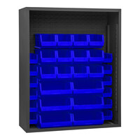 Durham Mfg 48" x 24" x 60" 12 Gauge Steel Enclosed Bin Rack with 30 Blue Bins 5014-30-5295