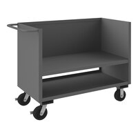 Durham Mfg 30" x 48" 14 Gauge Steel Low-Deck Truck with 1 Fixed 3-Sided Solid Shelf with 6" Polyurethane Casters - 2,000 lb. Capacity 3SLT-3048-2K-95