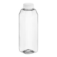 Captiva Containers 16 oz. Tall Square PET Clear Juice Bottle with Clear Lid - 160/Case