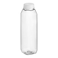 Captiva Containers 12 oz. Tall Square PET Clear Juice Bottle with Clear Lid - 228/Case