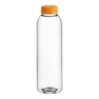 Captiva Containers 16 oz. Round PET Clear Juice Bottle with Orange Lid - 186/Case