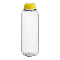 12 oz. Tall Square rPET Clear Juice Bottle with Yellow Lid - 228/Case
