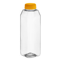 Captiva Containers 16 oz. Tall Square PET Clear Juice Bottle with Orange Lid - 160/Case