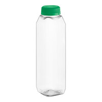 12 oz. Tall Square rPET Clear Juice Bottle with Green Lid - 228/Case