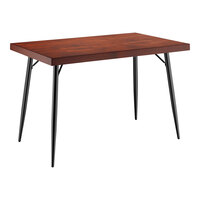 Lancaster Table & Seating Mid-Century 30" x 48" Standard Height Butcher Block Table with Mahogany Finish