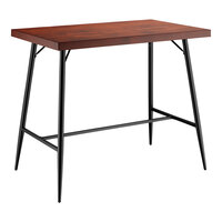 Lancaster Table & Seating Mid-Century 30" x 48" Bar Height Butcher Block Table with Mahogany Finish