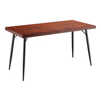 Lancaster Table & Seating Mid-Century 30" x 60" Standard Height Butcher Block Table with Mahogany Finish