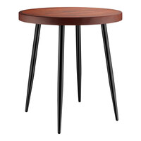 Lancaster Table & Seating Mid-Century 30" Round Standard Height Butcher Block Table with Mahogany Finish