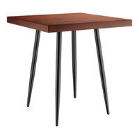 Lancaster Table & Seating Mid-Century 30" x 30" Standard Height Butcher Block Table with Mahogany Finish