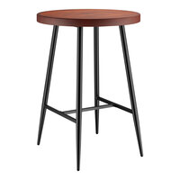 Lancaster Table & Seating Mid-Century 30" Round Bar Height Butcher Block Table with Mahogany Finish