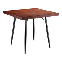 Lancaster Table & Seating Mid-Century 36" x 36" Standard Height Butcher Block Table with Mahogany Finish