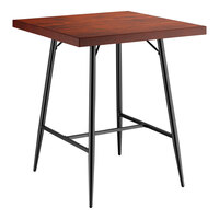 Lancaster Table & Seating Mid-Century 36" x 36" Bar Height Butcher Block Table with Mahogany Finish