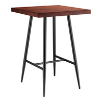 Lancaster Table & Seating Mid-Century 30" x 30" Bar Height Butcher Block Table with Mahogany Finish