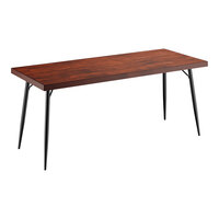 Lancaster Table & Seating Mid-Century 30" x 72" Standard Height Butcher Block Table with Mahogany Finish