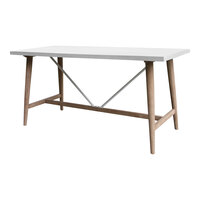 Outdoor Interiors 72" x 32" Counter Height Ivory Composite and Antique Wash Eucalyptus Dining Table