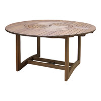 Outdoor Interiors 63" Round Brown Umber Lazy Susan Eucalyptus Dining Table