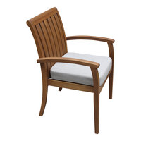 Outdoor Interiors Eucalyptus Stackable Arm Chair with Beige Olefin Cushion