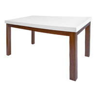 Outdoor Interiors 68" x 38" Ivory Composite and Eucalyptus Dining Table