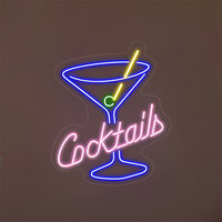 Crazy Neon 28" x 23" Blue /Pink LED "Cocktails" Sign CNUS001362