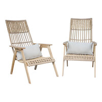 Outdoor Interiors Teak and Wicker Bohemian Basket Lounger