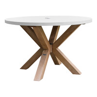 Outdoor Interiors 48" Round Ivory Composite and Eucalyptus Dining Table