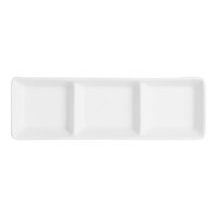 Varick A La Carte from Steelite International 2.25 oz. Bright White 3-Compartment Rectanglular Dish - 36/Case