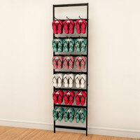 UDIZINE Vertik 26" x 92" Black Wall-Mount 1-Section Retail Clothing Display with 6 Hanging Rails and 18 Hooks WBVRKIT-101DB