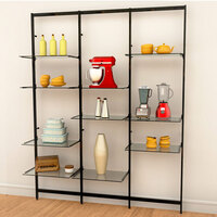 UDIZINE Vertik 76" x 92" Black Wall-Mount 3-Section Retail Clothing Display for (10) 14" - 16" Shelves WBVRKIT-107DB-14