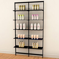 UDIZINE Vertik 51" x 92" Black Wall-Mount 2-Section Retail Clothing Display for (10) 10" - 12" Shelves WBVRKIT-106DB-10