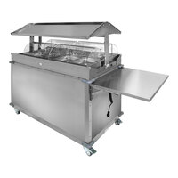 Cadco MobileServ 85 1/4" x 31 1/4" Deluxe Mobile Grab and Go Food Cart with 4 Heated Wells CBC-GG-4 - 1,650W, 120V