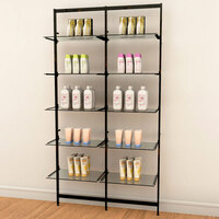 UDIZINE Vertik 51" x 92" Black Wall-Mount 2-Section Retail Clothing Display for (10) 14" - 16" Shelves WBVRKIT-106DB-14