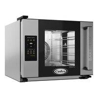 Cadco Bakerlux Station XAFT-04HS-TR 4-Shelf Half Size Heavy-Duty Digital Countertop Convection Oven with Right Side Door and Touch Control Panel - 208-240V