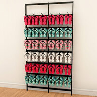 UDIZINE Vertik 51" x 92" Black Wall-Mount 2-Section Retail Clothing Display with 12 Hanging Rails and 36 Hooks WBVRKIT-102DB