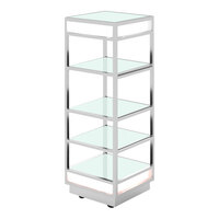 Eastern Tabletop Q-Bik 22 1/4" x 22 1/4" x 69 3/8" Stainless Steel 4-Tier Mobile Buffet Display with Tempered Glass Shelves ST1820G