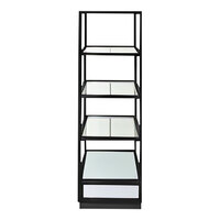 Eastern Tabletop Q-Bik 22 1/4" x 22 1/4" x 80 3/4" Xylo Black Coated Stainless Steel 5-Tier Mobile Buffet Display with Tempered Glass Shelves ST1830GMB