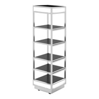 Eastern Tabletop Q-Bik 22 1/4" x 22 1/4" x 80 3/4" Stainless Steel 5-Tier Mobile Buffet Display with Wood Laminate Shelves ST1830W