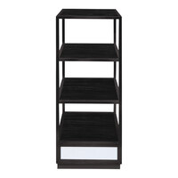 Eastern Tabletop Q-Bik 22 1/4" x 22 1/4" x 69 3/8" Xylo Black Coated Stainless Steel 4-Tier Mobile Buffet Display with Wood Laminate Shelves ST1820WMB