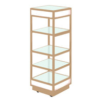 Eastern Tabletop Q-Bik 22 1/4" x 22 1/4" x 69 3/8" Xylo Bronze Coated Stainless Steel 4-Tier Mobile Buffet Display with Tempered Glass Shelves ST1820GRZ