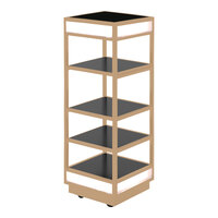 Eastern Tabletop Q-Bik 22 1/4" x 22 1/4" x 69 3/8" Xylo Bronze Coated Stainless Steel 4-Tier Mobile Buffet Display with Wood Laminate Shelves ST1820WRZ